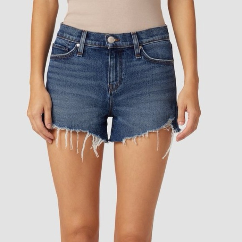 Hudson Jeans Dark Blue Distressed Denim Shorts